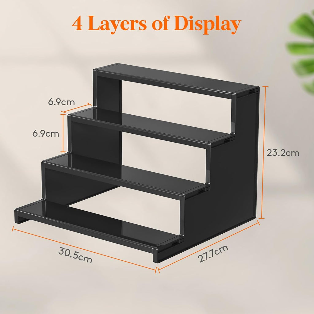 Lifewit 4-Tier Dark Cologne Display Stand | Screw-Free Assembly | Versatile Shelf for Vanity, Skincare & Collectibles | Tidy Tabletop Bargain!