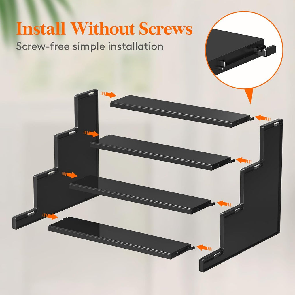 Lifewit 4-Tier Dark Cologne Display Stand | Screw-Free Assembly | Versatile Shelf for Vanity, Skincare & Collectibles | Tidy Tabletop Bargain!
