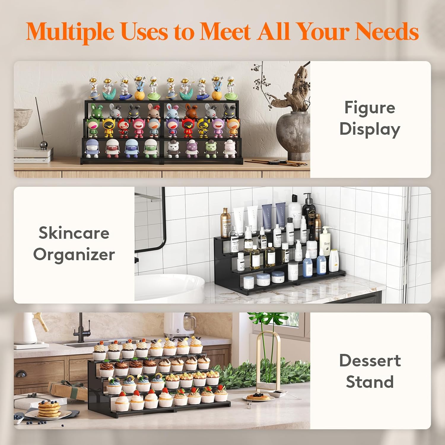 Lifewit 4-Tier Dark Cologne Display Stand | Screw-Free Assembly | Versatile Shelf for Vanity, Skincare & Collectibles | Tidy Tabletop Bargain!