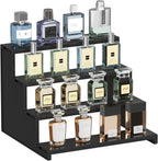 Lifewit 4-Tier Dark Cologne Display Stand | Screw-Free Assembly | Versatile Shelf for Vanity, Skincare & Collectibles | Tidy Tabletop Bargain!