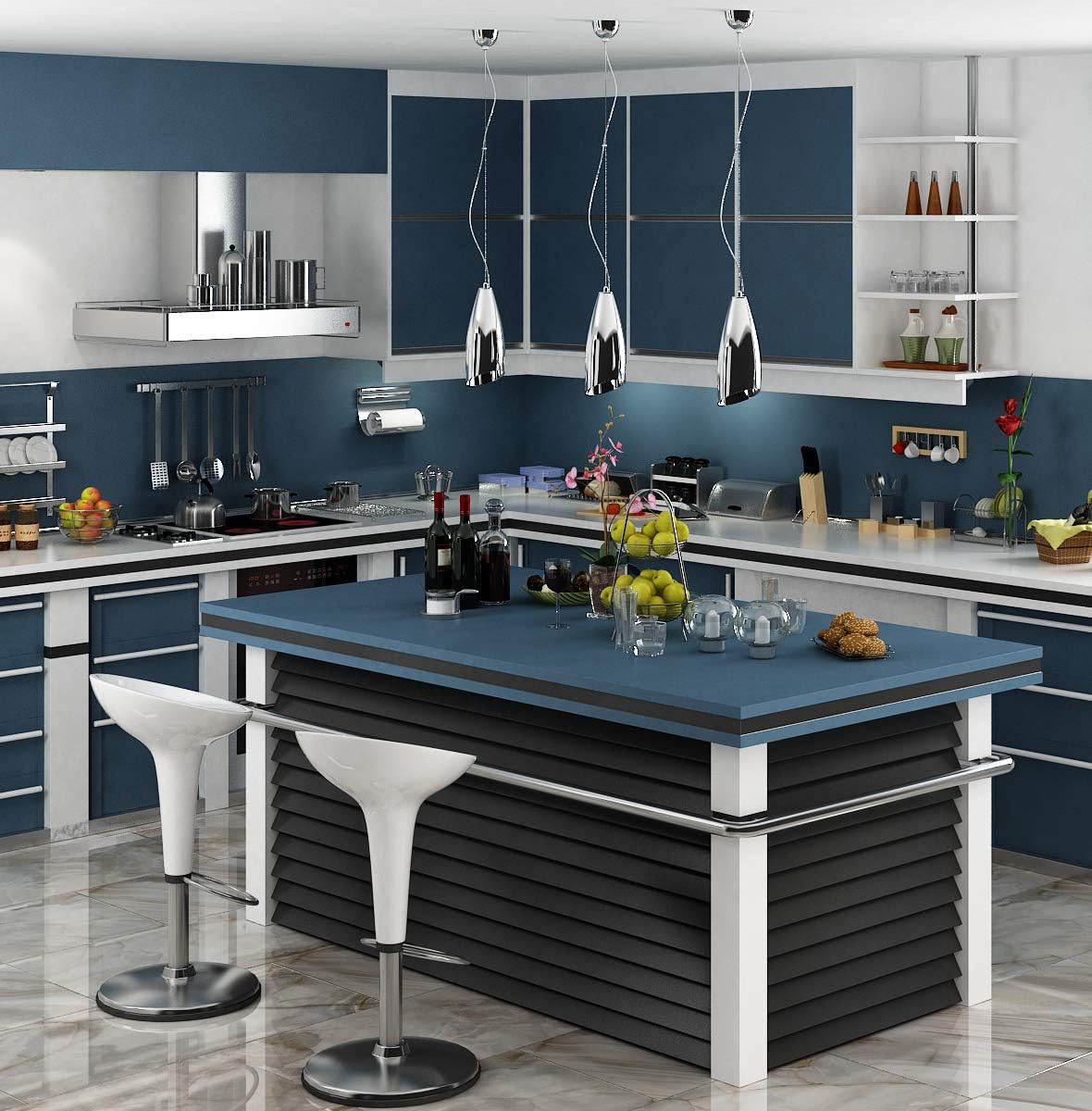 Livelynine 40CM x 5M Navy Blue Self Adhesive Wallpaper | Removable Vinyl Roll for Bedroom, Furniture & Walls | Waterproof & Peel & Stick Covering - DIY - Zeta Store