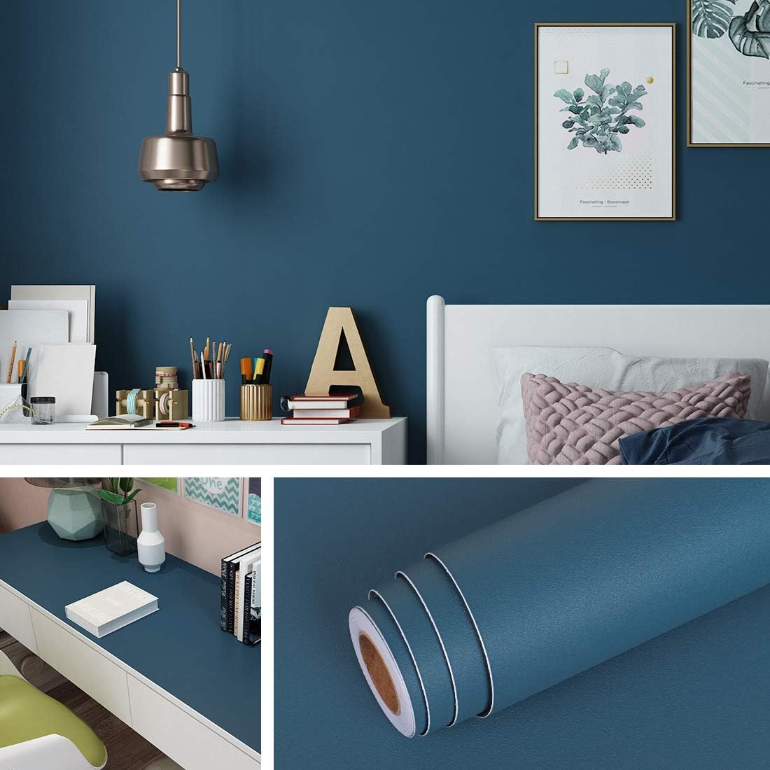 Livelynine 40CM x 5M Navy Blue Self Adhesive Wallpaper | Removable Vinyl Roll for Bedroom, Furniture & Walls | Waterproof & Peel & Stick Covering - DIY - Zeta Store
