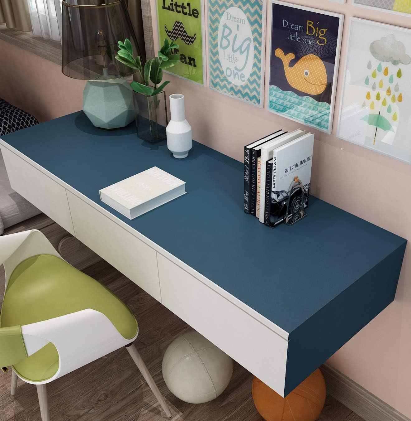 Livelynine 40CM x 5M Navy Blue Self Adhesive Wallpaper | Removable Vinyl Roll for Bedroom, Furniture & Walls | Waterproof & Peel & Stick Covering - DIY - Zeta Store
