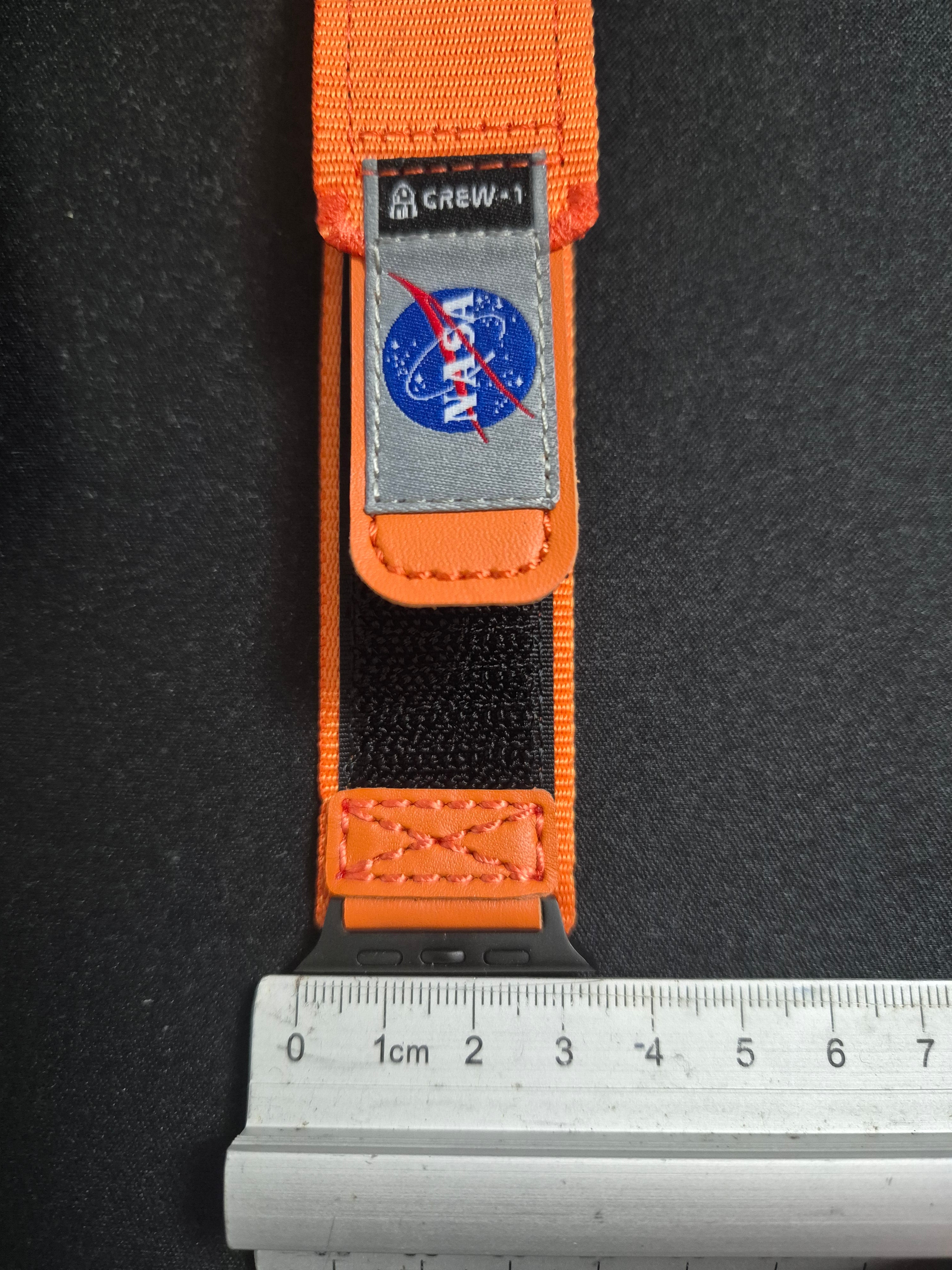 MIFA NASA licensed Apple Watch band with rugged nylon and leather strap featuring woven loop design for iWatch 6.
