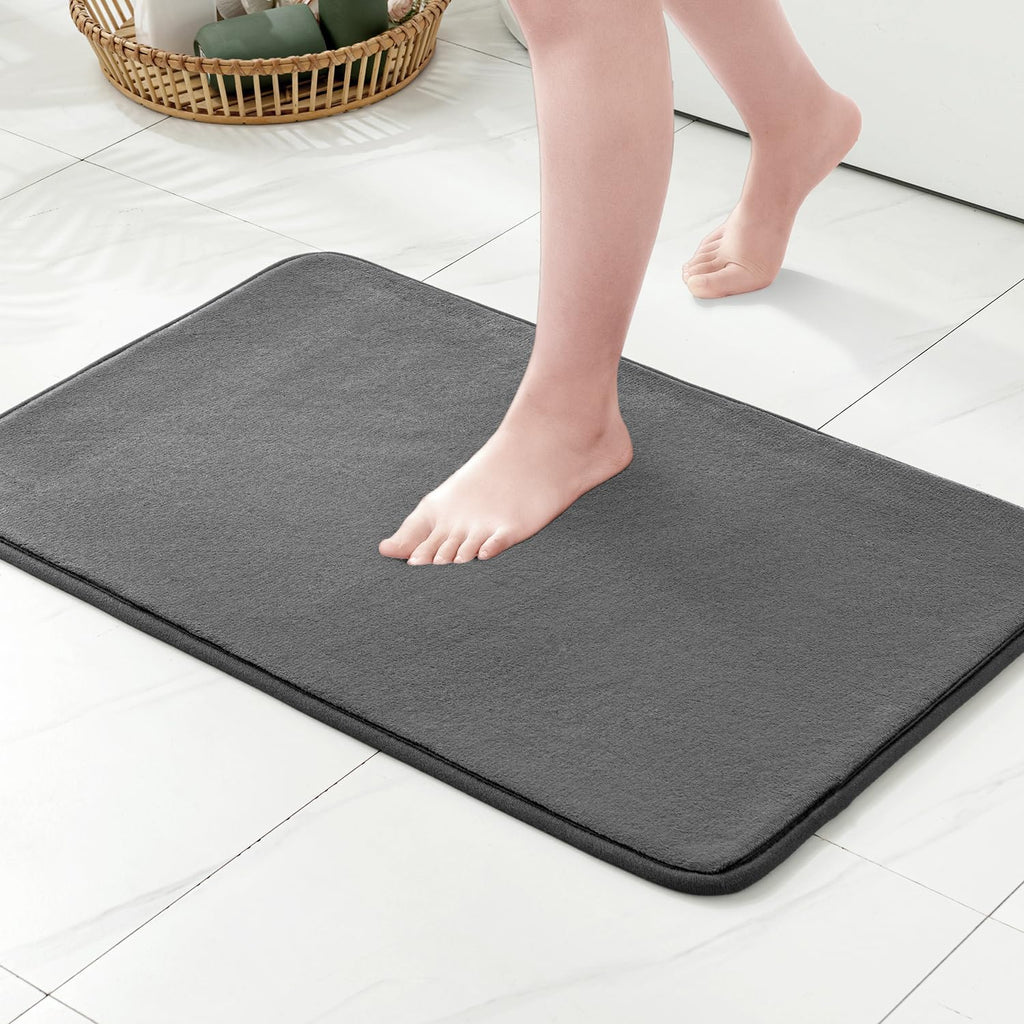 MIULEE Premium Memory Foam Bath Mat - Super Soft Coral Fleece, Highly Absorbent & Machine Washable | Non-Slip Bathroom Rug for Kitchen & Entrance, 40x60 cm