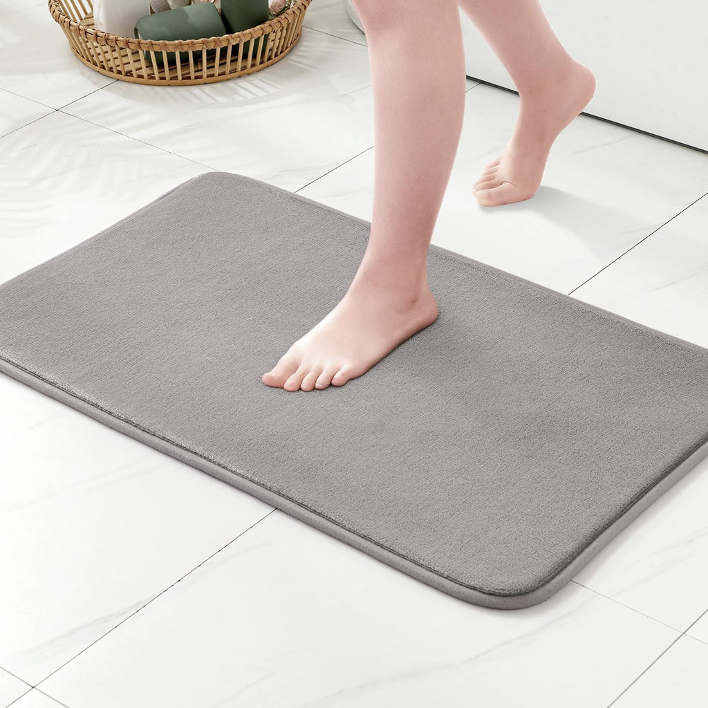 MIULEE Premium Memory Foam Bath Mat - Super Soft Coral Fleece, Highly Absorbent & Machine Washable | Non-Slip Bathroom Rug for Kitchen & Entrance, 40x60 cm