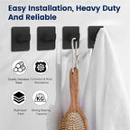 Macole. Brand New Batch! ✨ Extra Strong Self-Adhesive Hooks - Heavy Duty Stainless Steel, No Drill Hanging Solution for Bathroom, Kitchen & More - 4 Pack