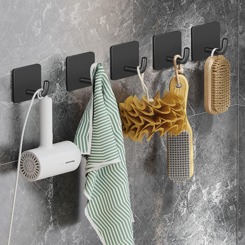 Macole. Brand New Batch! ✨ Extra Strong Self-Adhesive Hooks - Heavy Duty Stainless Steel, No Drill Hanging Solution for Bathroom, Kitchen & More - 4 Pack