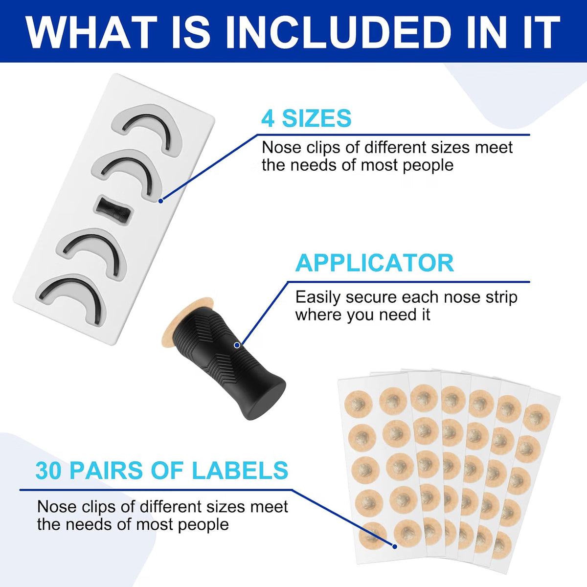 Magnetic Nasal Strips Kit 30 Day Supply - 60 Tabs + 4 Reusable Bands + Applicator - Anti Snore Nose Dilator for Breathing