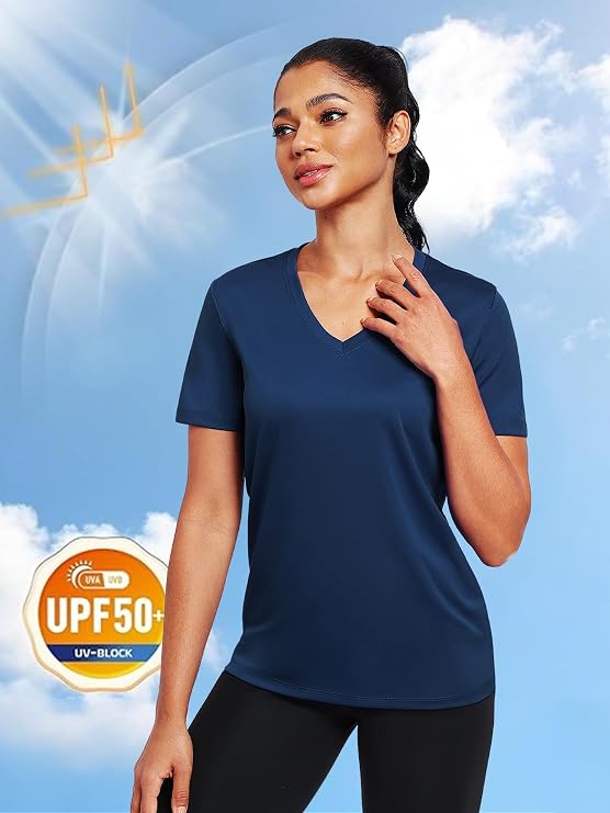 Magritta Womens Gym Top V-Neck T-Shirt - Size M, L, XL & 2XL - Quick Dry Sports Activewear Top