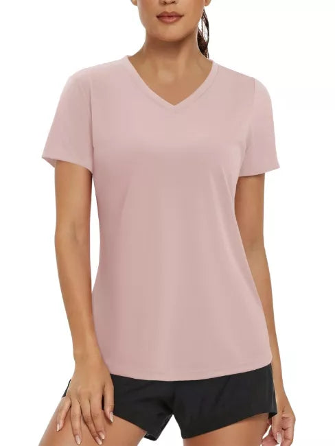 Magritta Womens Gym Top V-Neck T-Shirt - Size M, L, XL & 2XL - Quick Dry Sports Activewear Top