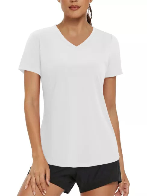 Magritta Womens Gym Top V-Neck T-Shirt - Size M, L, XL & 2XL - Quick Dry Sports Activewear Top