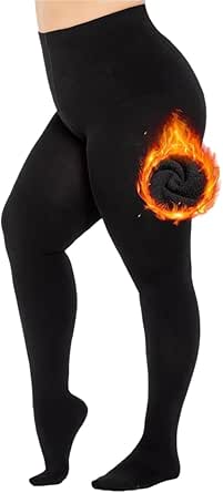 MeeQee. Women's Fleece Lined Tights | Thick Thermal Winter Opaque Tights | High Waist Tummy Control & Hip Lift | Super Soft & Warm | Size M | Brand New in Barn