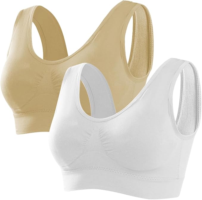 Memoryee Women's Seamless Sports Bra - Wire Free Padded Push Up Crop Top - Yoga Running Gym