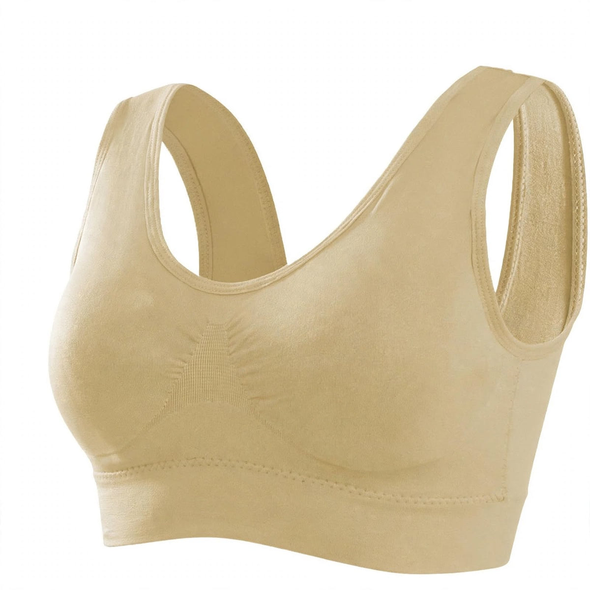 Memoryee Women's Seamless Sports Bra - Wire Free Padded Push Up Crop Top - Yoga Running Gym