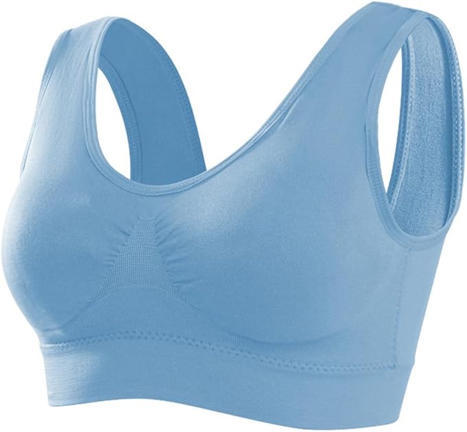 Memoryee Women's Seamless Sports Bra - Wire Free Padded Push Up Crop Top - Yoga Running Gym