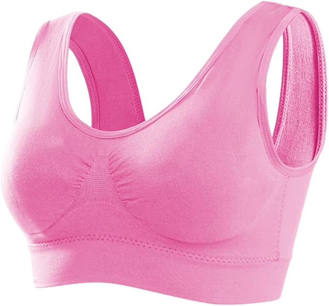 Memoryee Women's Seamless Sports Bra - Wire Free Padded Push Up Crop Top - Yoga Running Gym