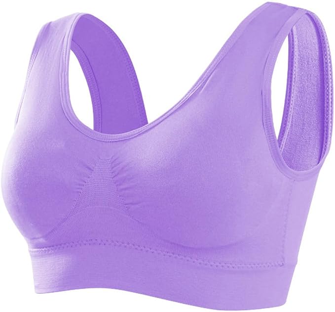 Memoryee Women's Seamless Sports Bra - Wire Free Padded Push Up Crop Top - Yoga Running Gym