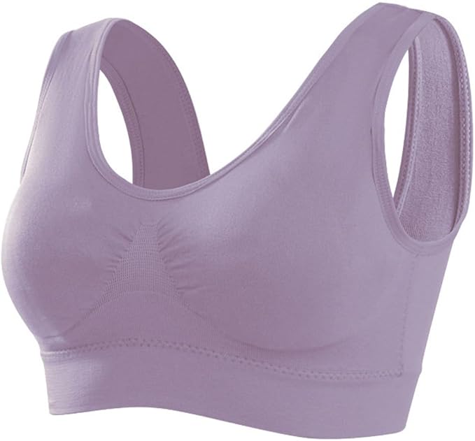 Memoryee Women's Seamless Sports Bra - Wire Free Padded Push Up Crop Top - Yoga Running Gym