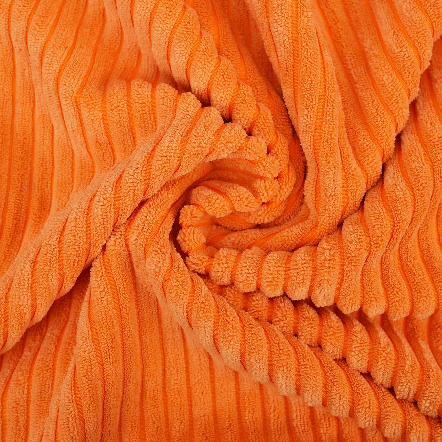 Merrycolor Set of 2 Autumn Striped Corduroy Pillow Covers | 18x18 inch Soft Fluffy Cushion Covers for Sofa & Bedroom (Orange)