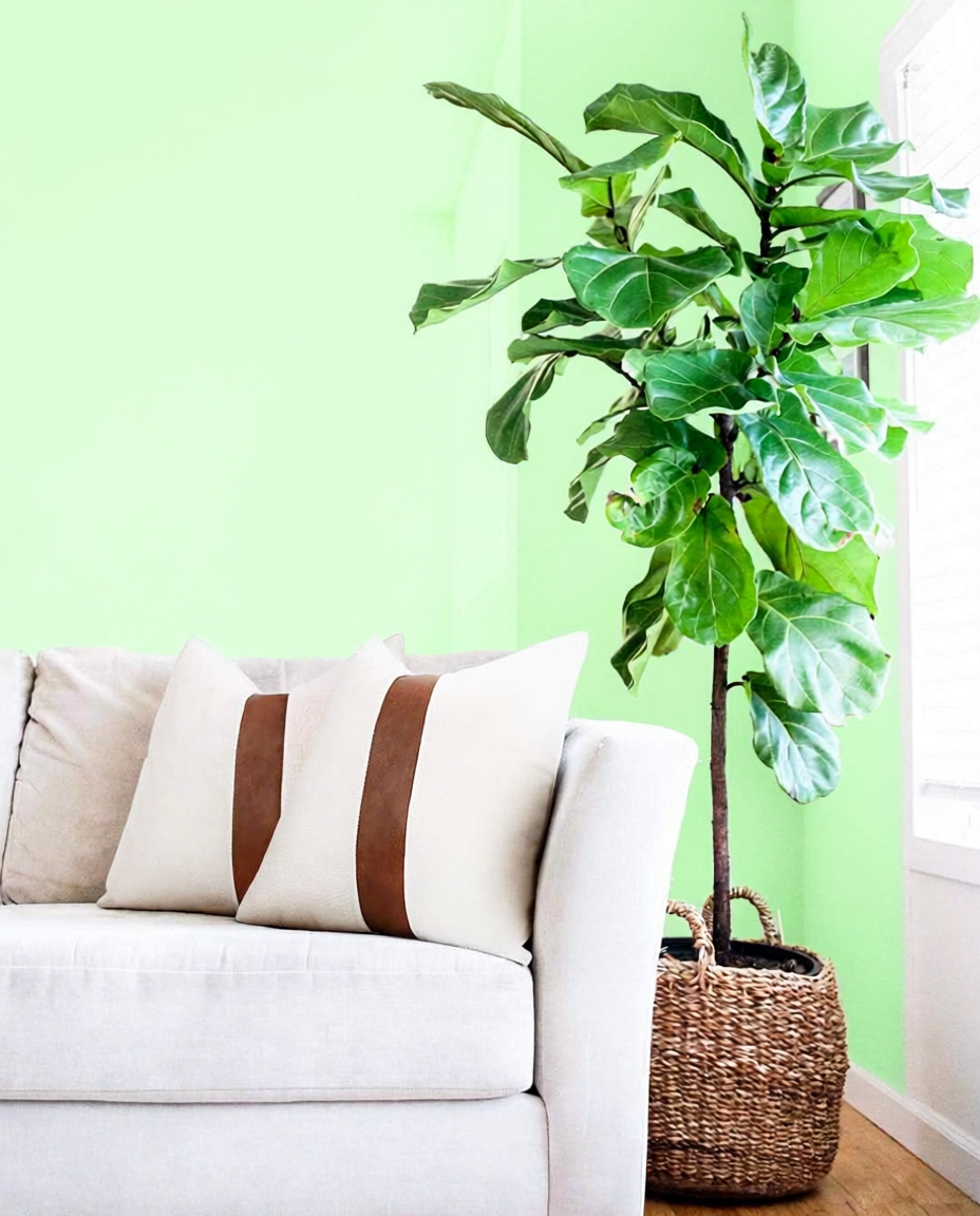 Merrycolor Set of 2 Farmhouse Cushion Covers 50x50 cm - Tan Faux Leather Patchwork Striped Textured Pillow Covers, Cotton Linen