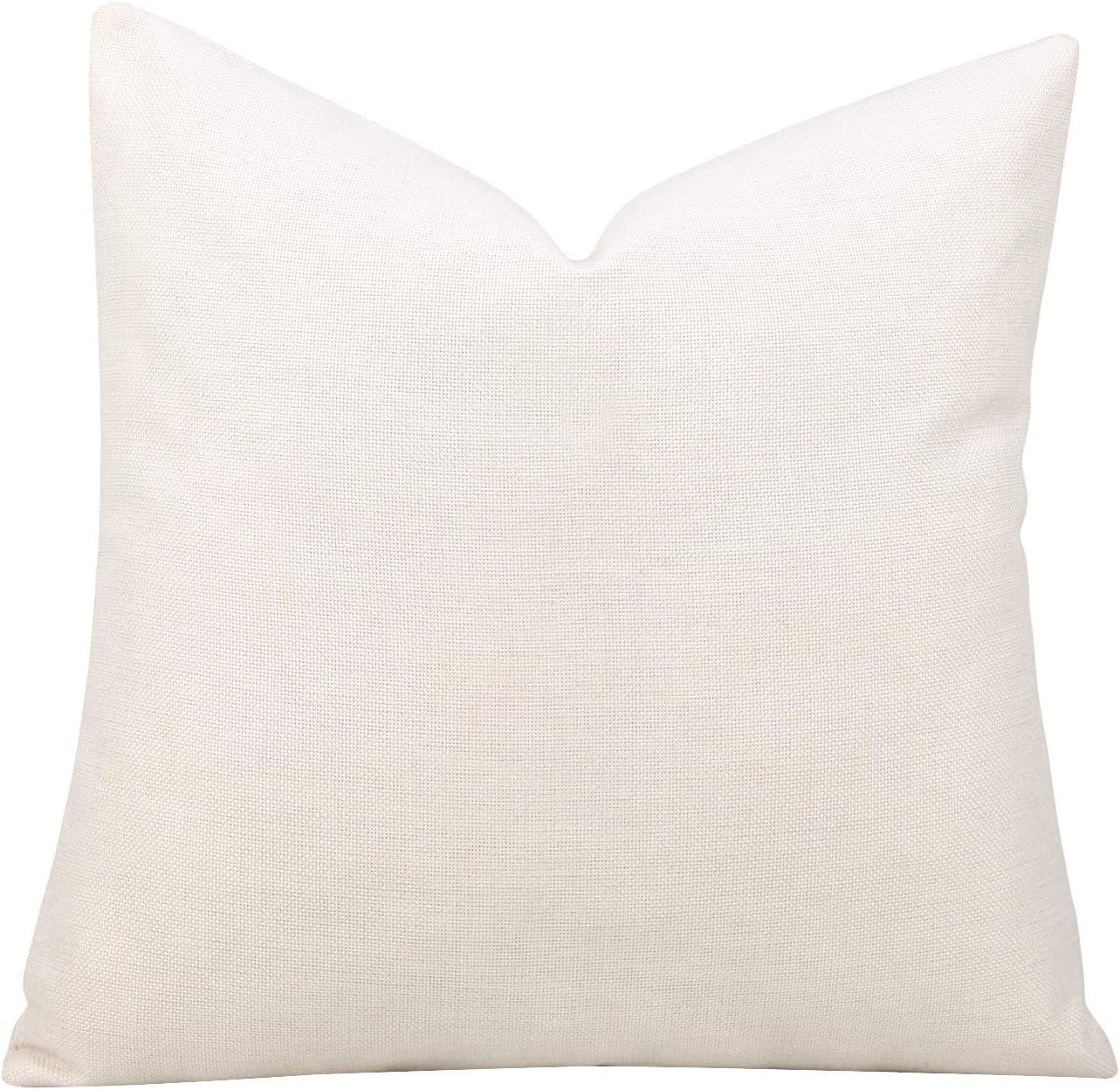 Merrycolor Set of 2 Farmhouse Cushion Covers 50x50 cm - Tan Faux Leather Patchwork Striped Textured Pillow Covers, Cotton Linen