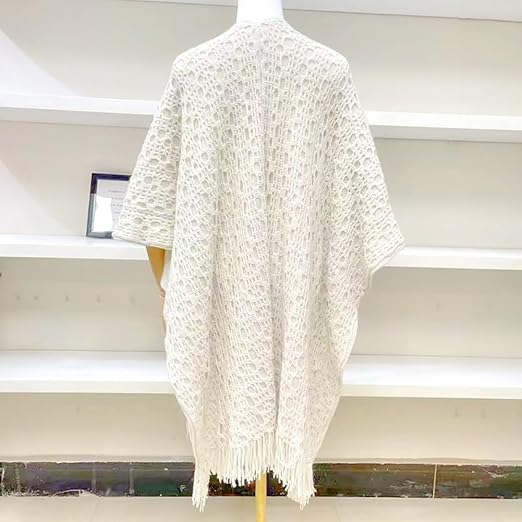 Miaikvs. Breezy Elegance: Women's Hollow Out Poncho - Your Perfect Beachwear & Boho Companion! - Zeta Store