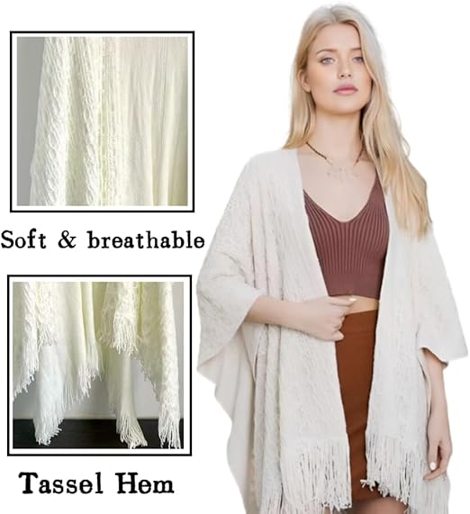 Miaikvs. Breezy Elegance: Women's Hollow Out Poncho - Your Perfect Beachwear & Boho Companion! - Zeta Store
