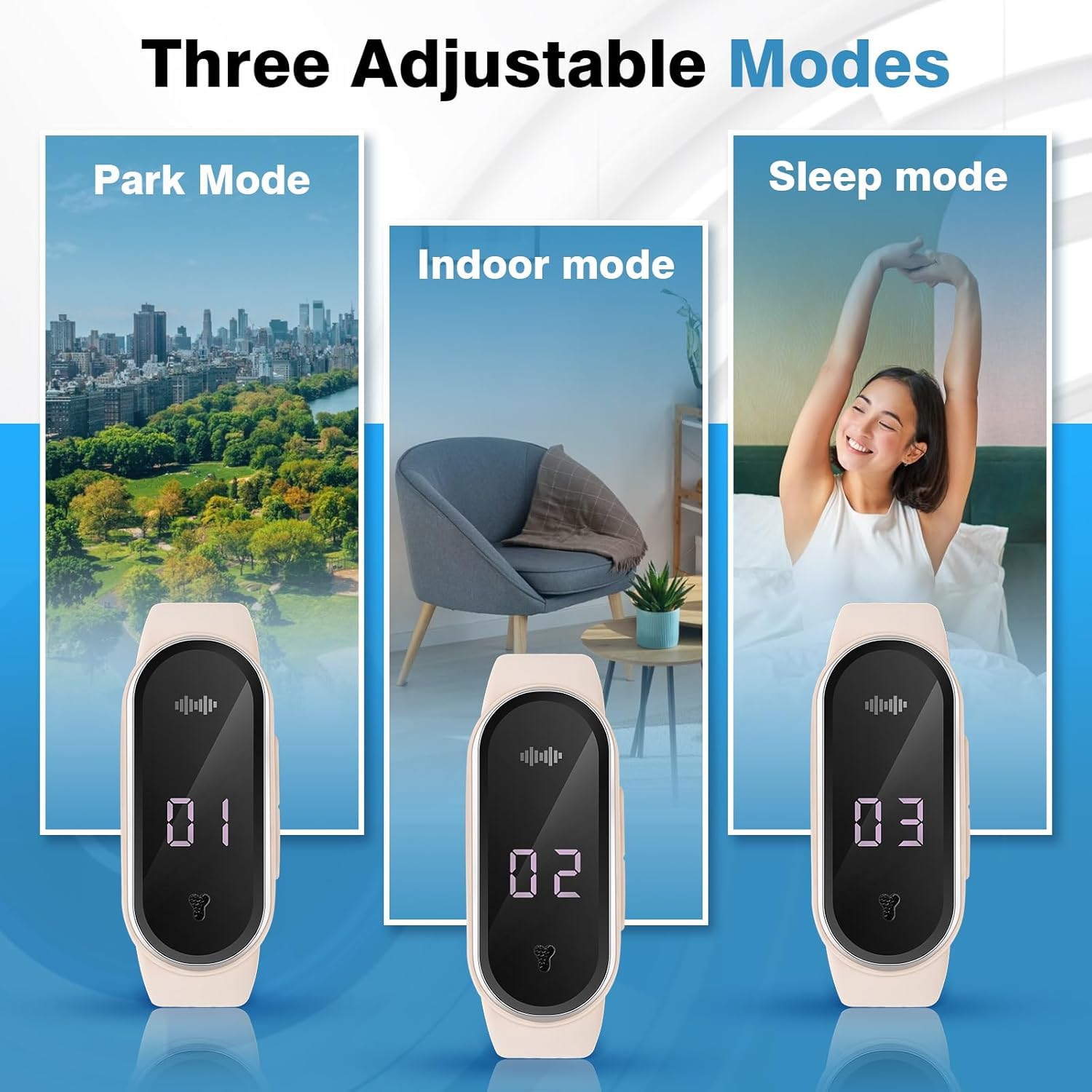 Ultrasonic Mosquito Repellent Bracelet – LED Clock, Thermometer & Step Counter | 3 Modes, 7-Day Battery, Adjustable & Waterproof - Zeta Store