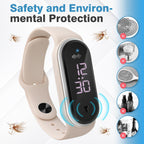 Ultrasonic Mosquito Repellent Bracelet – LED Clock, Thermometer & Step Counter | 3 Modes, 7-Day Battery, Adjustable & Waterproof - Zeta Store