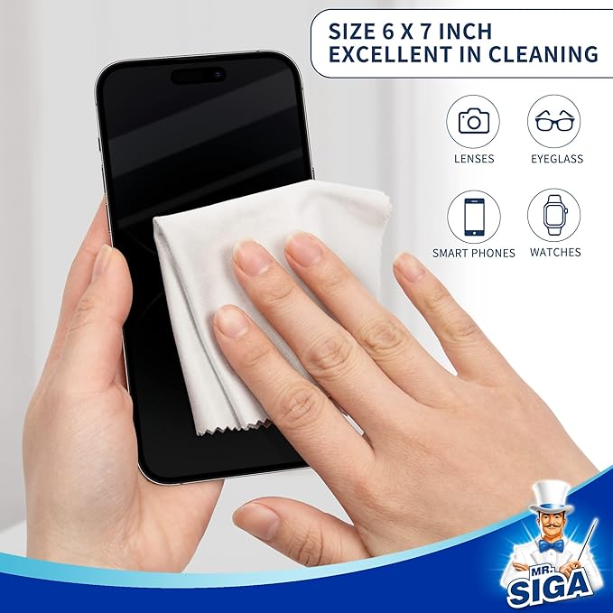 Mr.Siga Premium Microfiber Cloths Bundle ✨ Brand New! 6-Pack Multi-Size Set for Glasses, Screens & Lenses