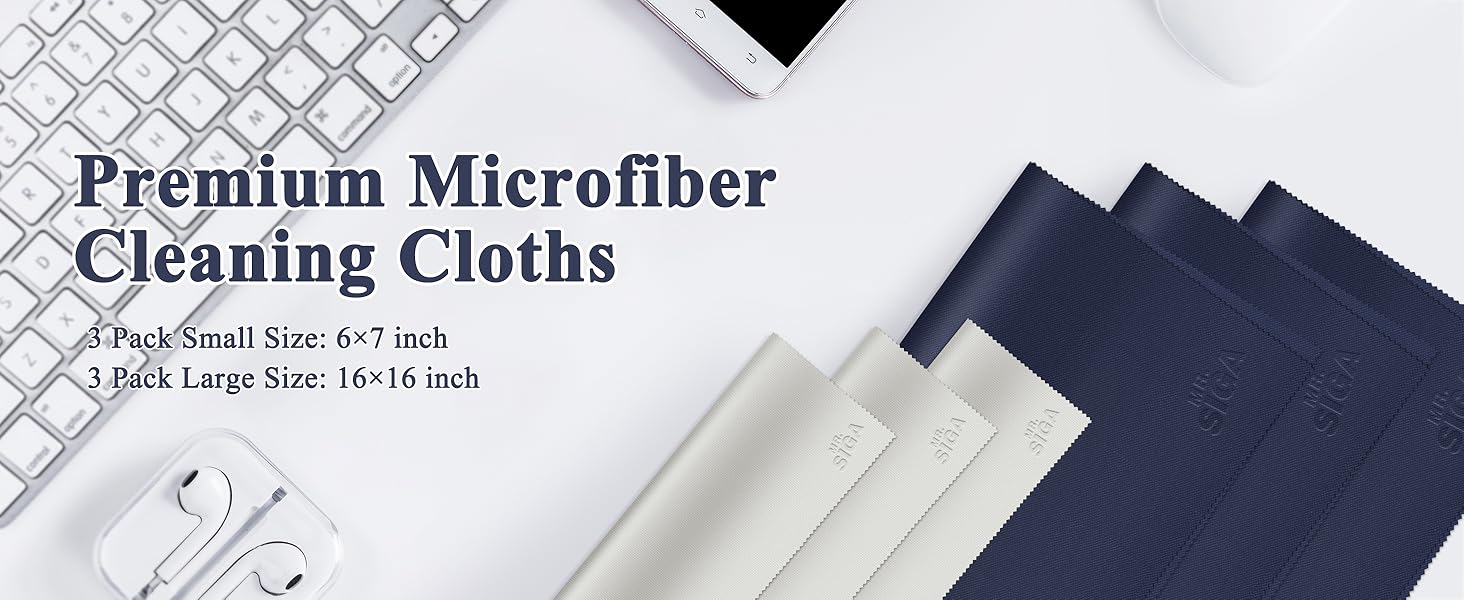 Mr.Siga Premium Microfiber Cloths Bundle ✨ Brand New! 6-Pack Multi-Size Set for Glasses, Screens & Lenses