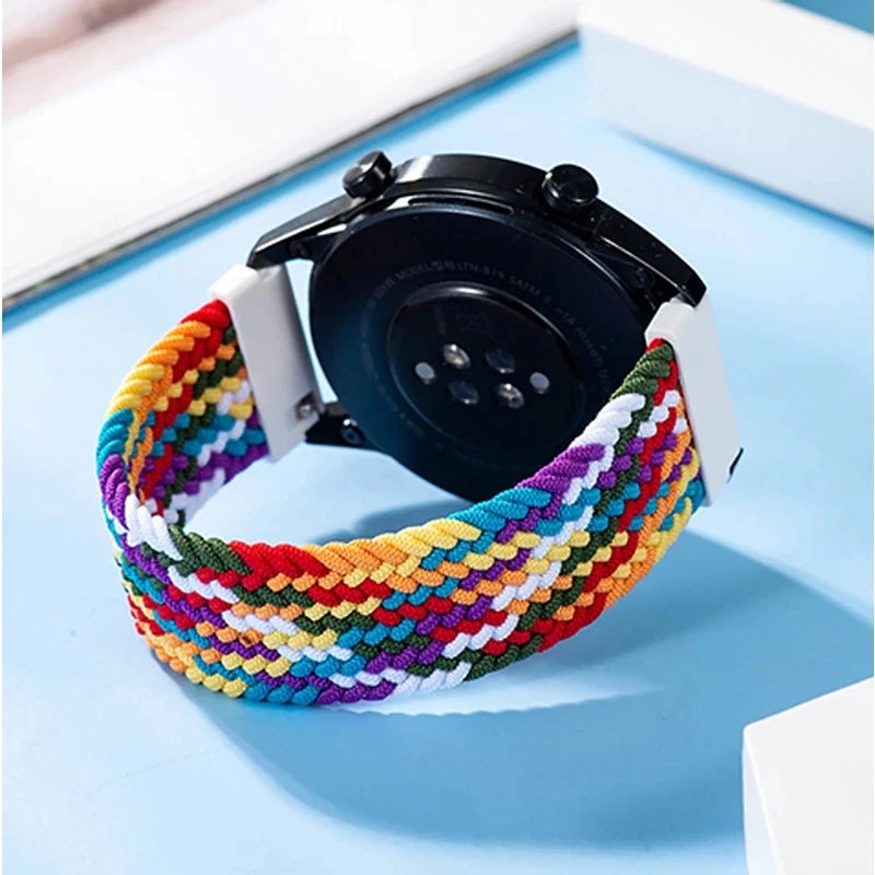 SOLOLUP Braided Solo Loop Sport Strap 20mm 22mm - Elastic Nylon Watch Band for Samsung, Garmin, Huawei, Amazfit | Blue, Pink, Purple, Black
