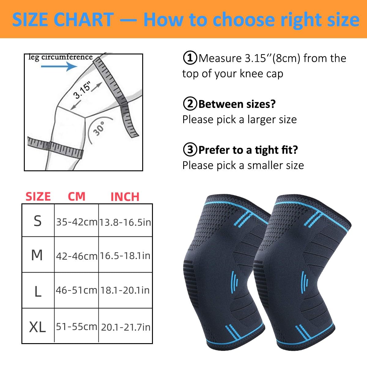 NTRH Premium Knee Support Brace - Compression Sleeve for Men & Women (Pair) - Ideal for ACL, Arthritis, Meniscus Tear, Joint Pain & Sports (Blue, XL) - Zeta Store