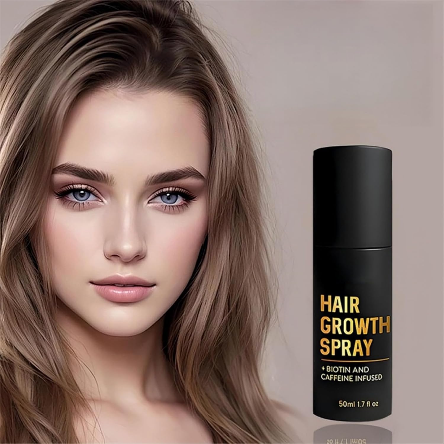 NVBFOL Hair Growth Spray with biotin and caffeine in a 50ml bottle, designed to thicken thinning hair and promote growth.
