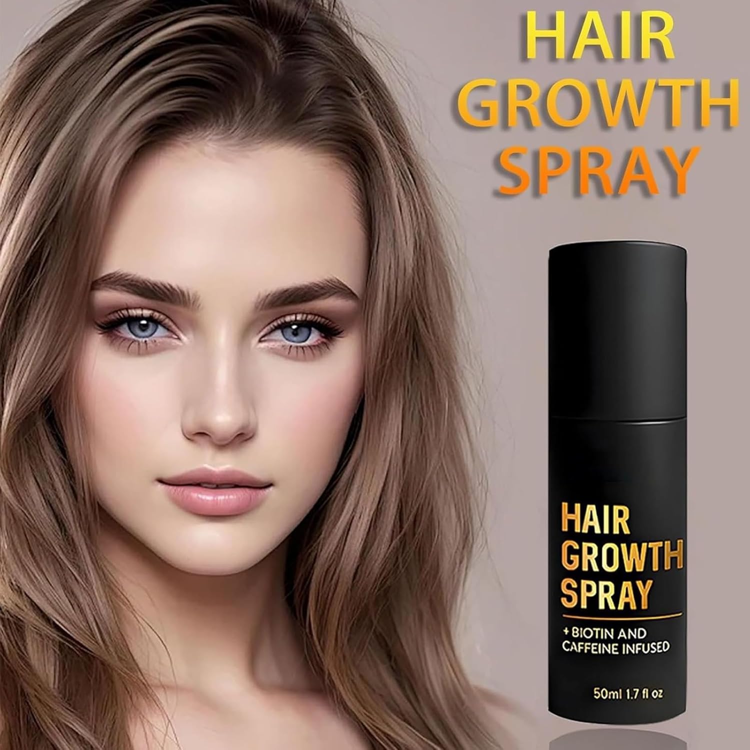 NVBFOL Hair Growth Spray with biotin and caffeine in a 50ml bottle, designed to thicken and strengthen thinning hair.