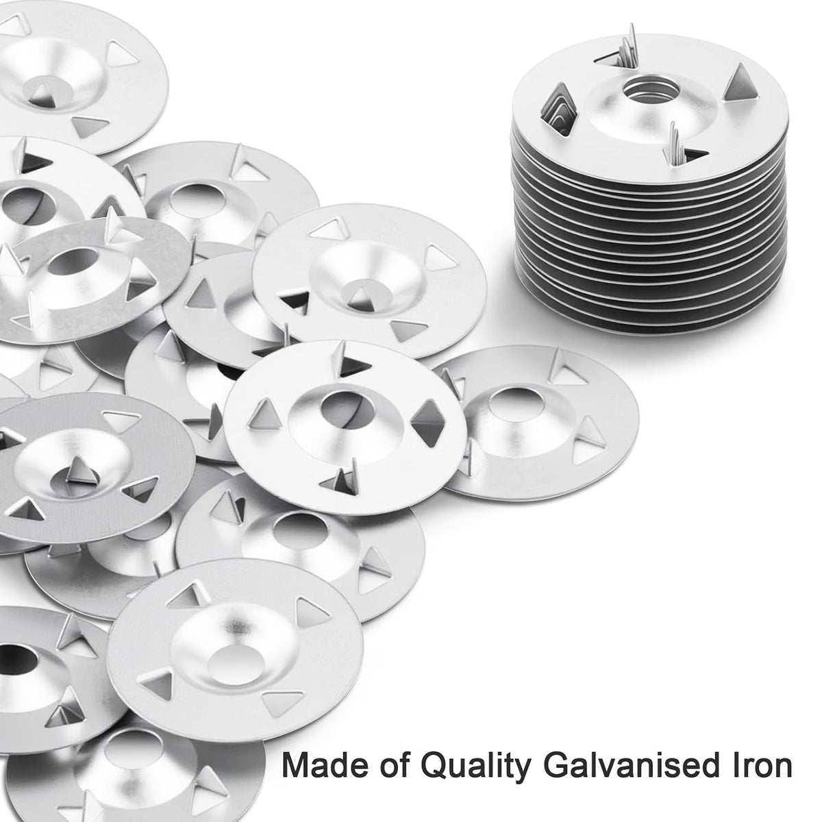NZNSML 550 pcs 28mm galvanized tile backer board washers with 4-claw design for insulation and plasterboard fixing.
