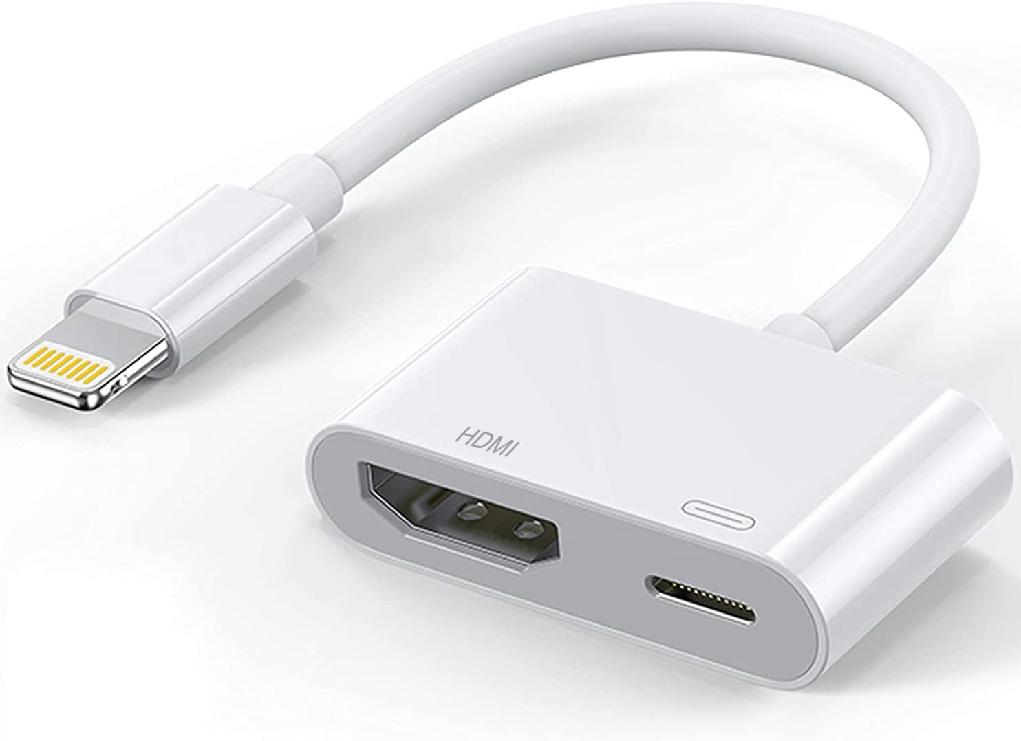 Naiyal Apple MFi certified Lightning to HDMI adapter connecting iPhone or iPad to a TV or monitor for 1080P digital video display