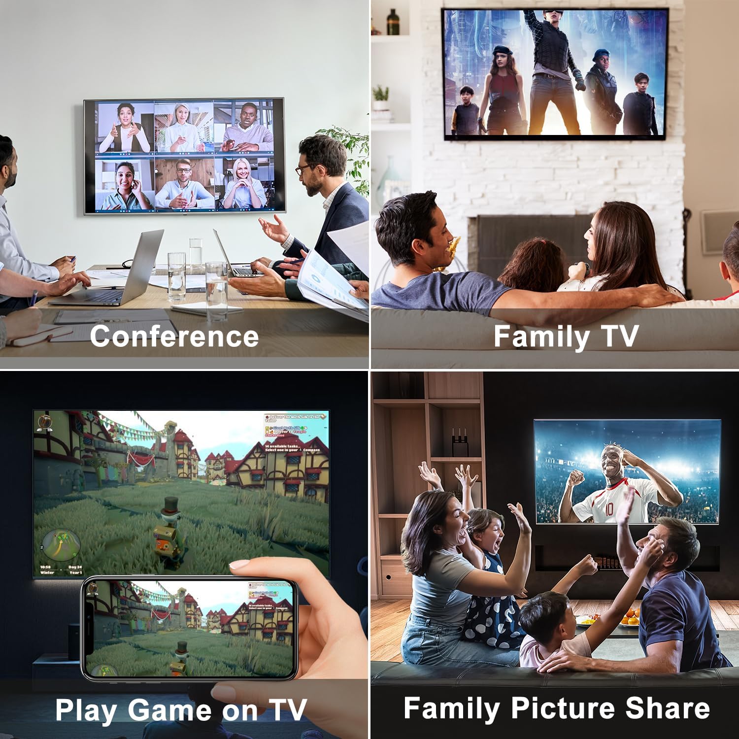 Naiyal Apple MFi Certified Lightning to HDMI Adapter connecting iPhone or iPad to TV or projector with 1080P video and charging port.