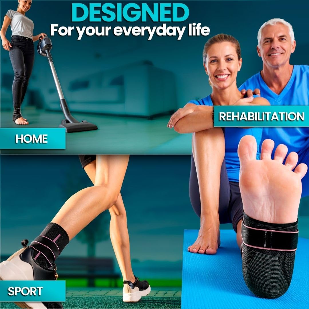NativoDex Ankle Support Brace Size L (UK 6.5-9) - 3D Compression Ankle Brace for Sprained Ankle, Plantar Fasciitis, Achilles Tendonitis | Adjustable Figure-8 Strap | Left or Right Foot | Men & Women