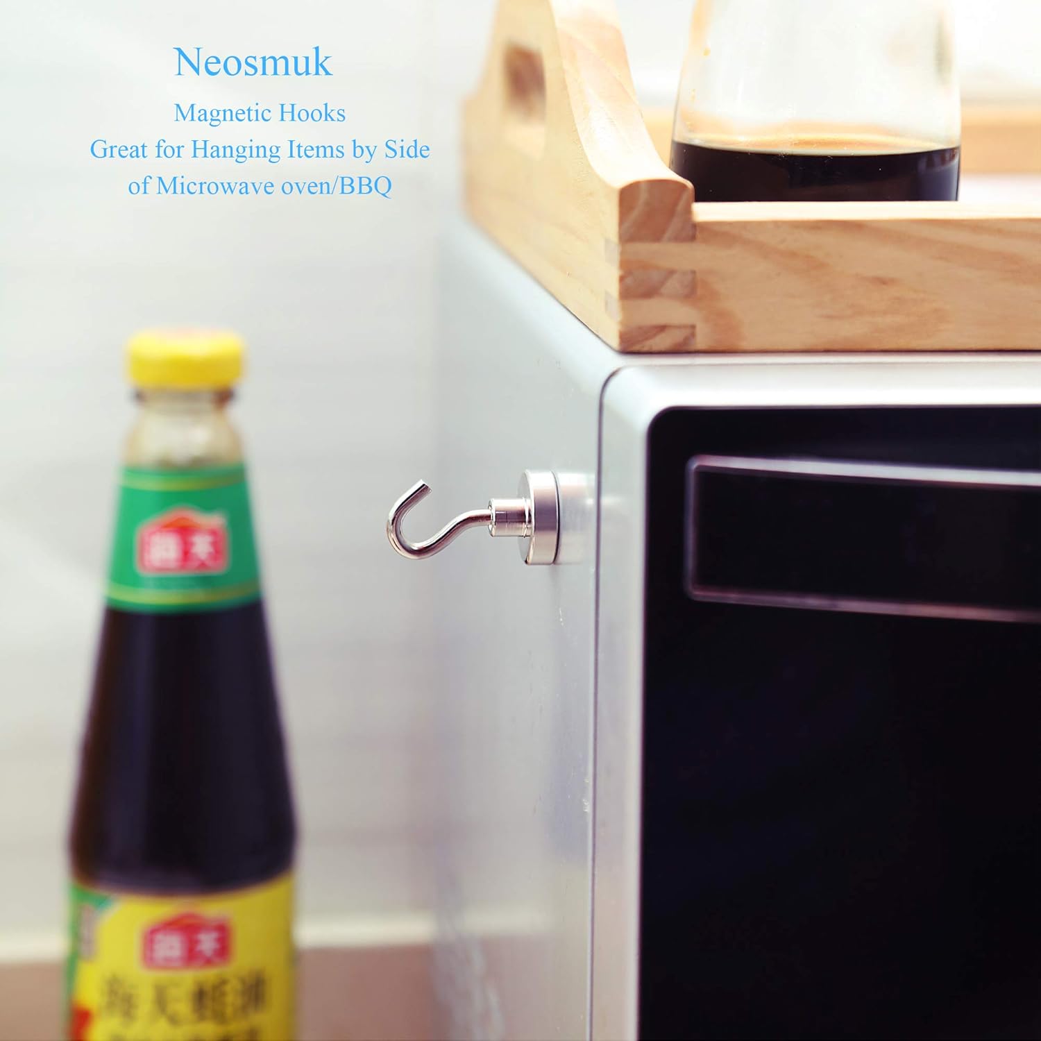 Neosmuk 34mm 41.5lb Heavy Duty Magnetic Hooks, Pack of 6 - Extra Strong Neodymium Magnets for Fridge, Kitchen, Garage & Workshop - Rust-Proof & Scratch-Free Metal Hook - DIY - Zeta Store