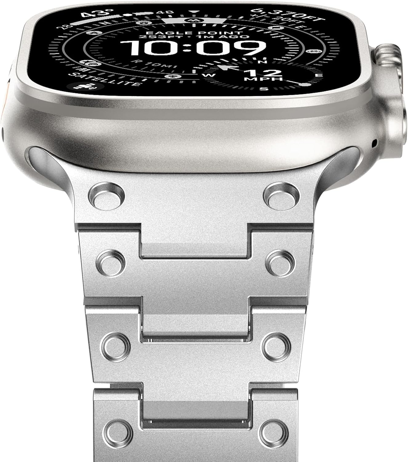 NEWWAYS Premium 316L Stainless Steel Link Bracelet Compatible with Apple Watch – Solid Metal Strap with Double Button Butterfly Clasp (Fits 42mm 44mm 45mm 46mm 49mm & Series 1-10, Ultra) - Zeta Store