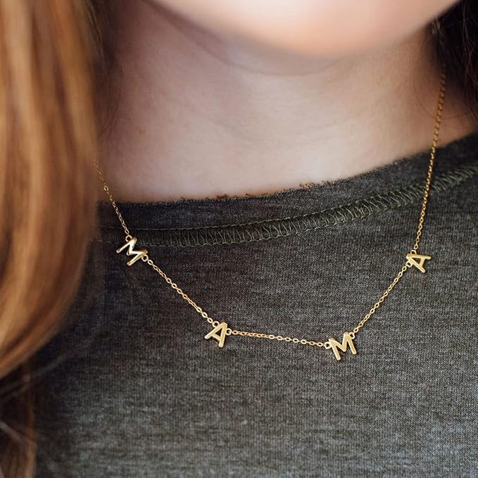 NONTAI Gold MAMA Necklace for Women - Dainty 14K Gold Plated Mama Necklace - Perfect New Mom Gift, Mother's Day Gift for Expecting Mom