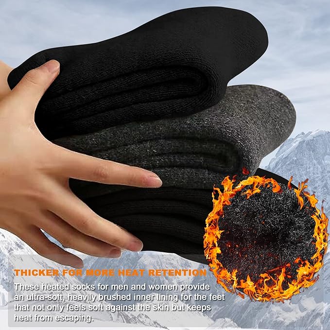 NovForth 4 Pairs Thick Thermal Socks | Insulated Heated Warm Socks for Winter | 7X Warmer Than Cotton | Ultra-Soft & Non-Slip | Perfect for Hiking, Camping | Size M | Brand New in Barn!