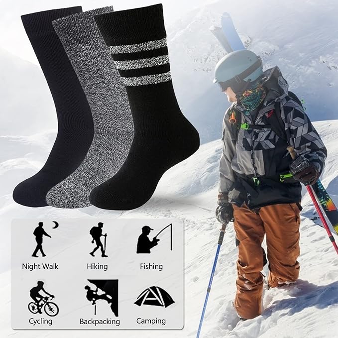 NovForth 4 Pairs Thick Thermal Socks | Insulated Heated Warm Socks for Winter | 7X Warmer Than Cotton | Ultra-Soft & Non-Slip | Perfect for Hiking, Camping | Size M | Brand New in Barn!
