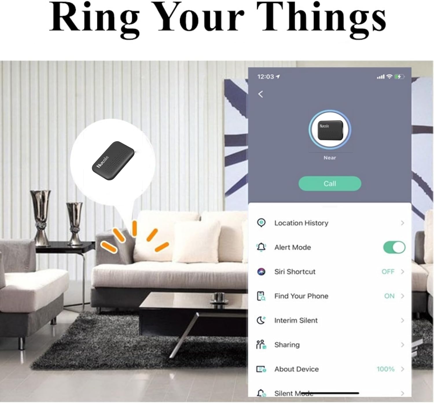 Nutale Mini Smart Finder Bluetooth key tracker and item locator for keys and wallet with CR2016 battery included.