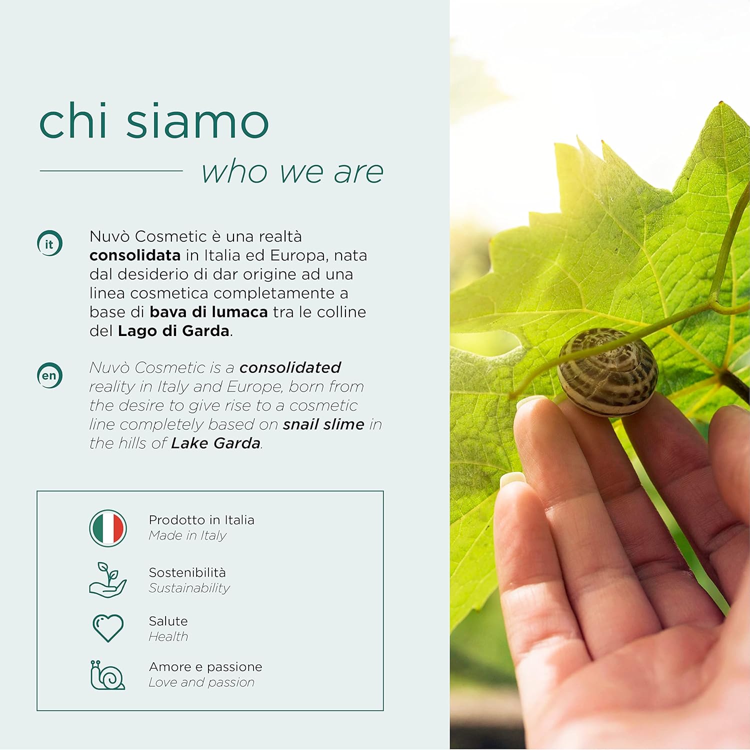 Nuvo' Organic Snail Mucin Body Cream 75ml | Anti-Stretch Mark Moisturizer with Hyaluronic Acid, Aloe & 12 Natural Actives | Made in Italy