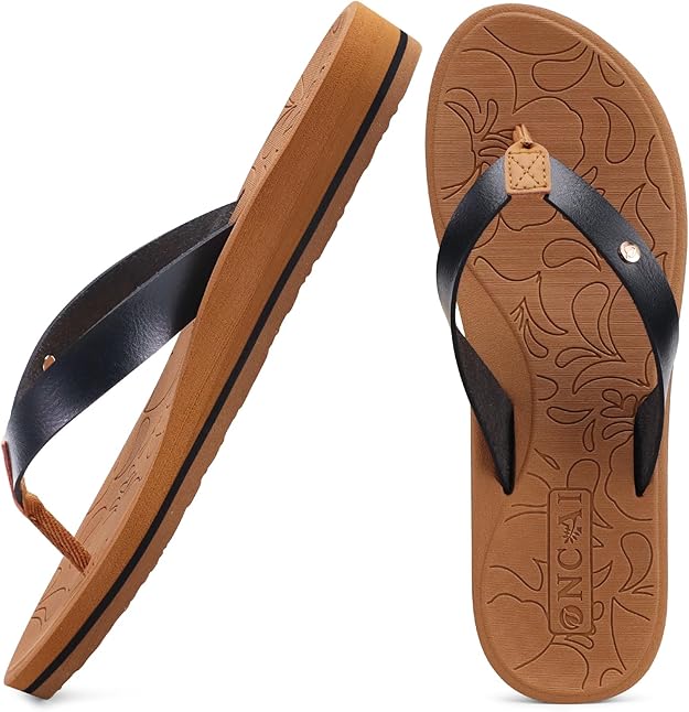 ONCAI Women's Arch Support Flip Flops – Yoga Mat Comfort & Orthotic Soles – Summer Beach Sandals