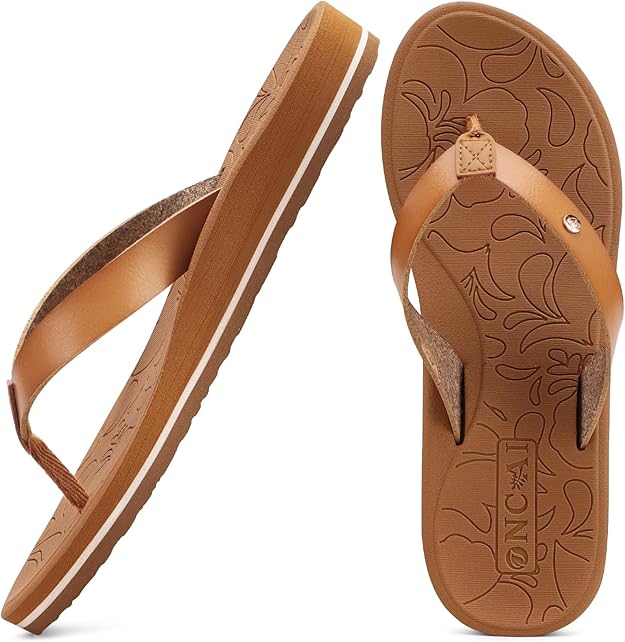 ONCAI Women's Arch Support Flip Flops – Yoga Mat Comfort & Orthotic Soles – Summer Beach Sandals
