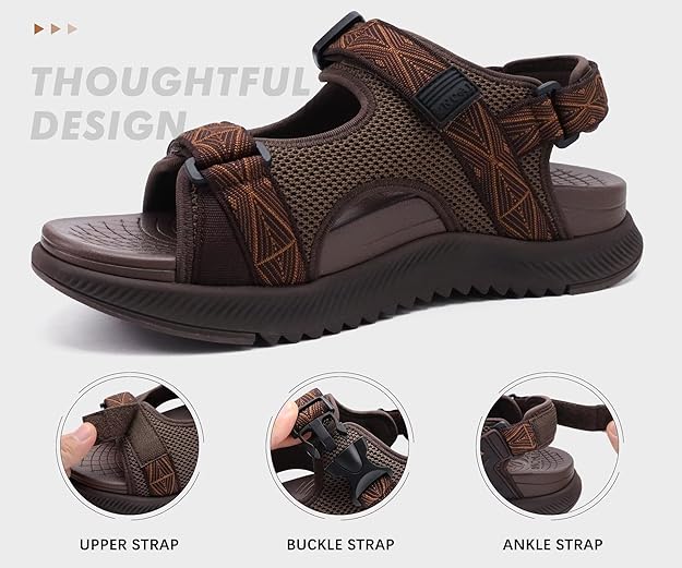 ONCAI Men's Orthopedic Hiking Sandals | Arch Support Sports Slides | Breathable Mesh & Adjustable Straps | UK Sizes 6 | Brand New in Barn!